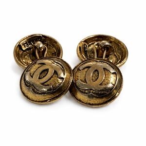 CHANEL Vintage Gold Logo Cufflinks